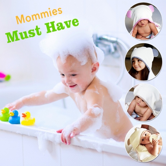 🐣PREMIUM Baby Hooded Towel & Washcloth Set -Beige - Picture 7 of 8